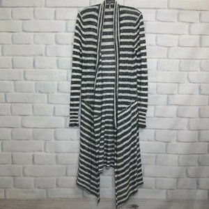 Free People Duster Cardigan Size S Gray White Stripe